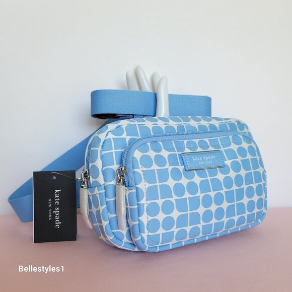 KATE SPADE Belt Bag Noel Jacquarded Printed Fabric Bag- Astral Blue color ⭐ - Picture 2 of 16